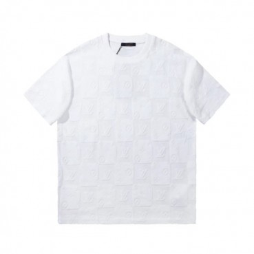 루이비통 남성 화이트 크루넥 반팔티 - Louis vuitton Mens White Short sleeved Tshirts 