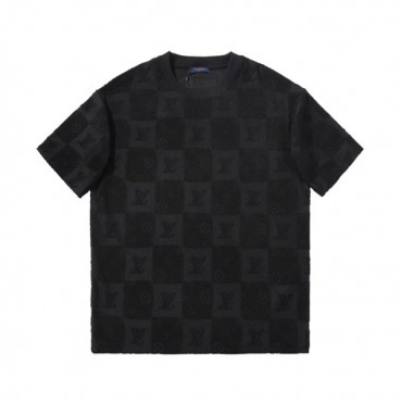 루이비통 남성 블랙 크루넥 반팔티 - Louis vuitton Mens Black Short sleeved Tshirts 