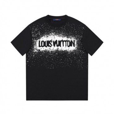 루이비통 남성 블랙 크루넥 반팔티 - Louis vuitton Mens Black Short sleeved Tshirts 