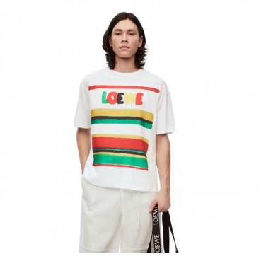 로에베 여성 이니셜 화이트 반팔티 - Loewe Womens White Short sleeved Tshirts 