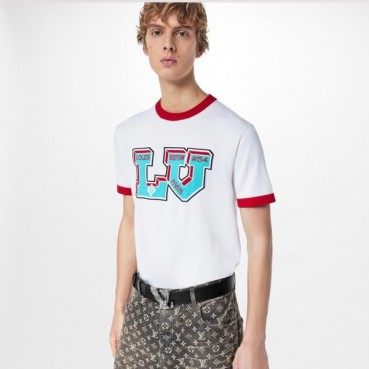 루이비통 남성 화이트 크루넥 반팔티 - Louis vuitton Mens White Short sleeved Tshirts 
