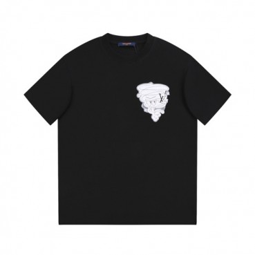 루이비통 남성 블랙 크루넥 반팔티 - Louis vuitton Mens Black Short sleeved Tshirts 