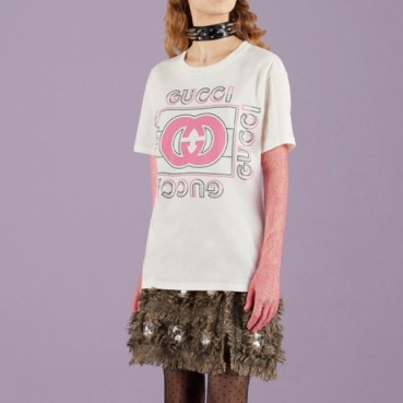 구찌 여성 화이트 크루넥 반팔티 - Gucci Womens White Short sleeved Tshirts 