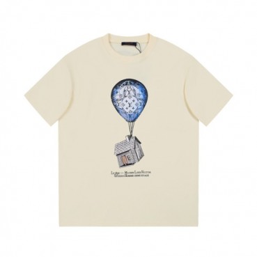 루이비통 남성 아이보리 크루넥 반팔티 - Louis vuitton Mens Ivory Short sleeved Tshirts 