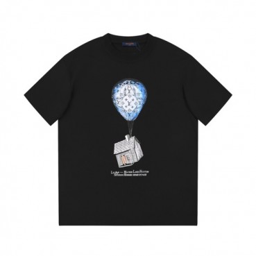 루이비통 남성 블랙 크루넥 반팔티 - Louis vuitton Mens Black Short sleeved Tshirts 