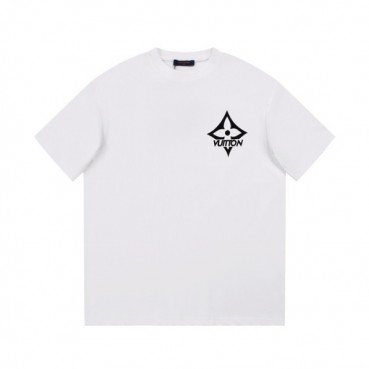 루이비통 남성 화이트 크루넥 반팔티 - Louis vuitton Mens White Short sleeved Tshirts 
