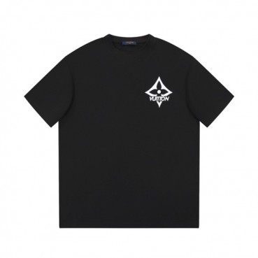 루이비통 남성 블랙 크루넥 반팔티 - Louis vuitton Mens Black Short sleeved Tshirts 