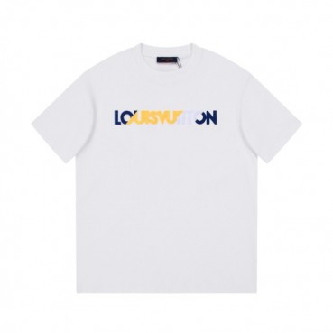 루이비통 남성 화이트 크루넥 반팔티 - Louis vuitton Mens White Short sleeved Tshirts 