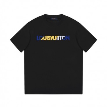 루이비통 남성 블랙 크루넥 반팔티 - Louis vuitton Mens Black Short sleeved Tshirts 