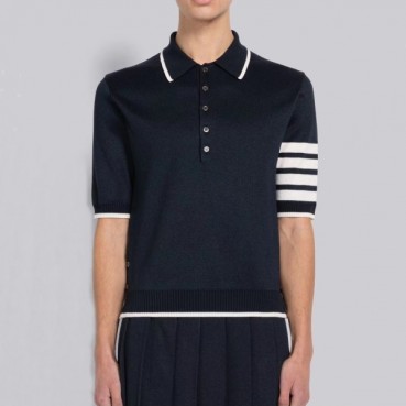 톰브라운 남성 네이비 폴로 반팔티 - Thom Browne Mens Navy Tshirts 