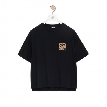 로에베 여성 이니셜 블랙 반팔티 - Loewe Womens Black Short sleeved Tshirts 