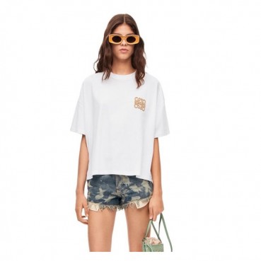 로에베 여성 이니셜 화이트 반팔티 - Loewe Womens White Short sleeved Tshirts 