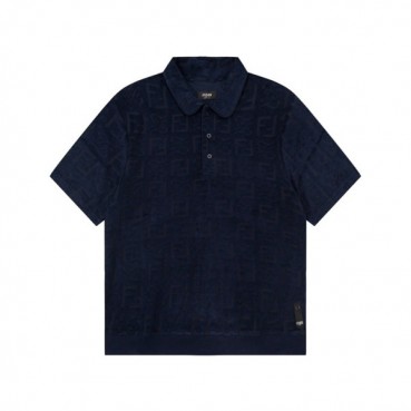 펜디 남성 네이비 폴로 반팔티 - Fendi Mens Navy Short sleeved Tshirts 