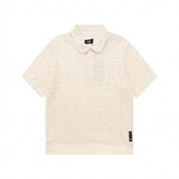 펜디 남성 아이보리 폴로 반팔티 - Fendi Mens Ivory Short sleeved Tshirts 