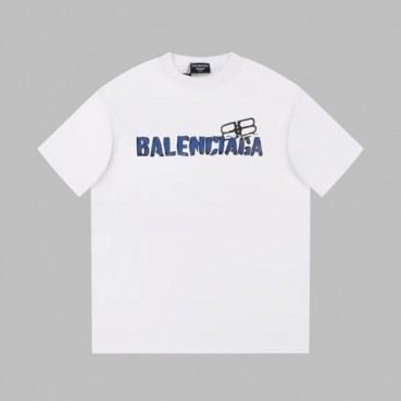발렌시아가 남성 화이트 크루넥 반팔티 - Balenciaga Mens White Short sleeved Tshirts 