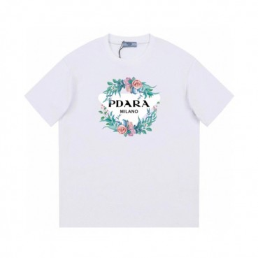 프라다 남성 크루넥 화이트 반팔티 - Prada Mens White Short sleeved Tshirts 