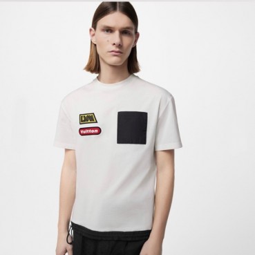 루이비통 남성 화이트 크루넥 반팔티 - Louis vuitton Mens White Short sleeved Tshirts 