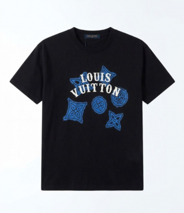 루이비통 남성 블랙 크루넥 반팔티 - Louis vuitton Mens Black Short sleeved Tshirts 