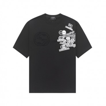 구찌 남/녀 블랙 크루넥 반팔티 - Gucci Unisex Black Short sleeved Tshirts 