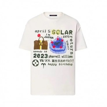 루이비통 남성 화이트 크루넥 반팔티 - Louis vuitton Mens White Short sleeved Tshirts 
