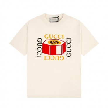 구찌 남/녀 아이보리 크루넥 반팔티 - Gucci Unisex Ivory Short sleeved Tshirts 