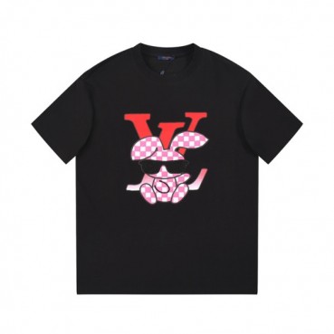루이비통 남성 블랙 크루넥 반팔티 - Louis vuitton Mens Black Short sleeved Tshirts 