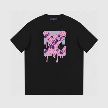 루이비통 남성 블랙 크루넥 반팔티 - Louis vuitton Mens Black Short sleeved Tshirts 