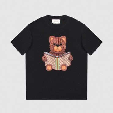 구찌 남/녀 블랙 크루넥 반팔티 - Gucci Unisex Black Short sleeved Tshirts 