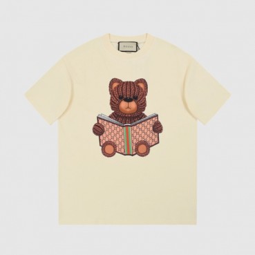 구찌 남/녀 아이보리 크루넥 반팔티 - Gucci Unisex Ivory Short sleeved Tshirts 
