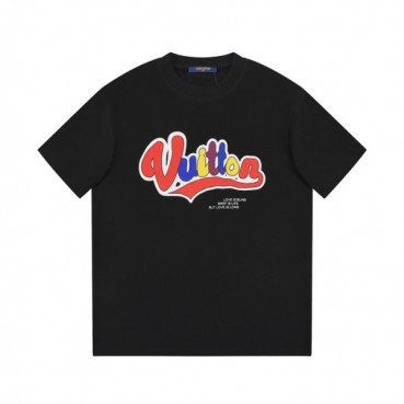 루이비통 남성 블랙 크루넥 반팔티 - Louis vuitton Mens Black Short sleeved Tshirts 