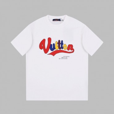 루이비통 남성 화이트 크루넥 반팔티 - Louis vuitton Mens White Short sleeved Tshirts 