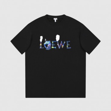 로에베 남/녀 이니셜 블랙 반팔티 - Loewe Unisex Black Short sleeved Tshirts 