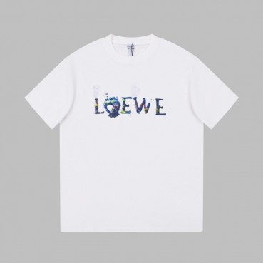 로에베 남/녀 이니셜 화이트 반팔티 - Loewe Unisex White Short sleeved Tshirts 