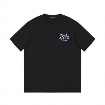 루이비통 남성 블랙 크루넥 반팔티 - Louis vuitton Mens Black Short sleeved Tshirts 