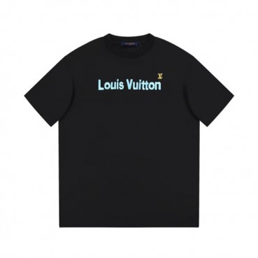 루이비통 남성 블랙 크루넥 반팔티 - Louis vuitton Mens Black Short sleeved Tshirts 