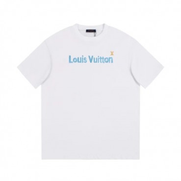 루이비통 남성 화이트 크루넥 반팔티 - Louis vuitton Mens White Short sleeved Tshirts 