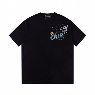 샤넬 남/녀 크루넥 블랙 반팔티 - Chanel Unisex Black Tshirts 