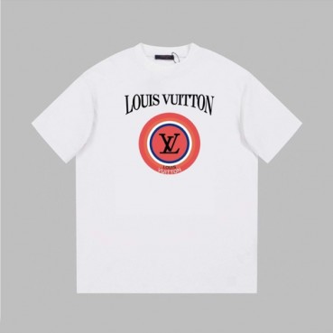 루이비통 남성 화이트 크루넥 반팔티 - Louis vuitton Mens White Short sleeved Tshirts 