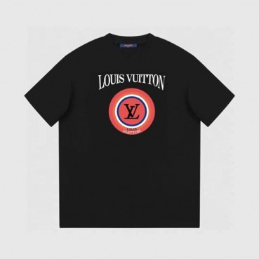 루이비통 남성 블랙 크루넥 반팔티 - Louis vuitton Mens Black Short sleeved Tshirts 