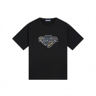프라다 남성 블랙 반팔티 - Prada Mens Black Tshirts 