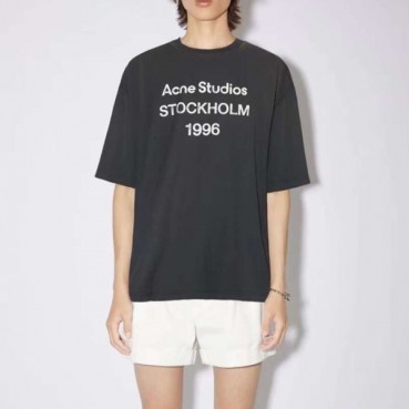아크네 남/녀 블랙 크루넥 반팔티 - Acne Unisex Black Short sleeved Tshirts 