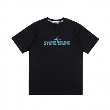스톤아일랜드 남성 블랙 크루넥 반팔티 - Stone Island Mens Black Tshirts 