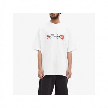 베트멍 남/녀 트렌디 화이트 반팔티 - Vetements Unisex White Tshirts 