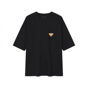 프라다 남성 크루넥 블랙 반팔티 - Prada Mens Black Short sleeved T