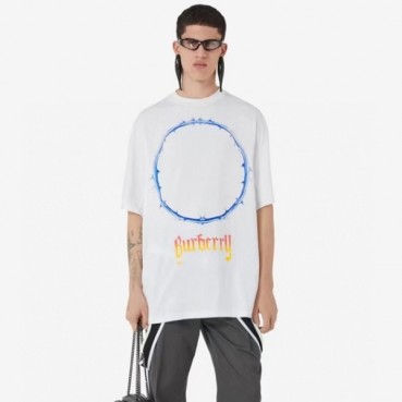 버버리 남성 화이트 크루넥 반팔티 - Burberry Mens White Short Sleeved Tshirts 
