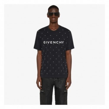 지방시 남성 크루넥 블랙 반팔티 - Givenchy Mens Black Short Sleeved Tshirts 