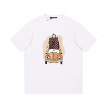 루이비통 남성 화이트 크루넥 반팔티 - Louis vuitton Mens White Short sleeved Tshirts 