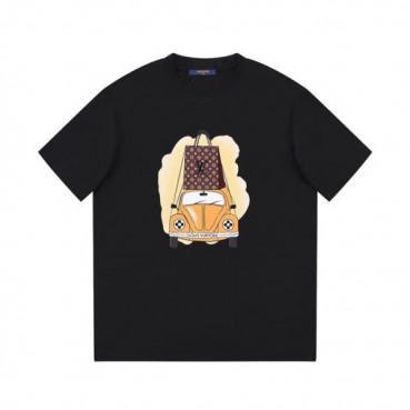 루이비통 남성 블랙 크루넥 반팔티 - Louis vuitton Mens Black Short sleeved Tshirts 