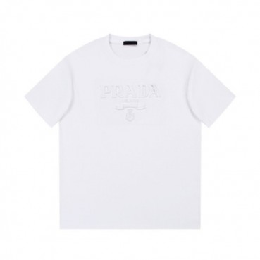 프라다 남성 화이트 반팔티 - Prada Mens White Tshirts 