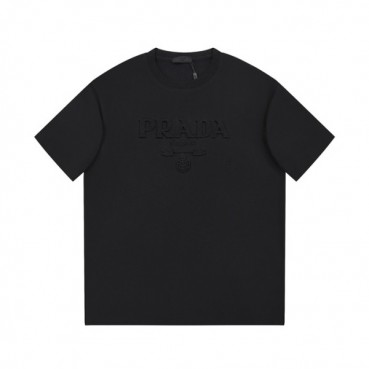 프라다 남성 크루넥 블랙 반팔티 - Prada Mens Black Short sleeved T